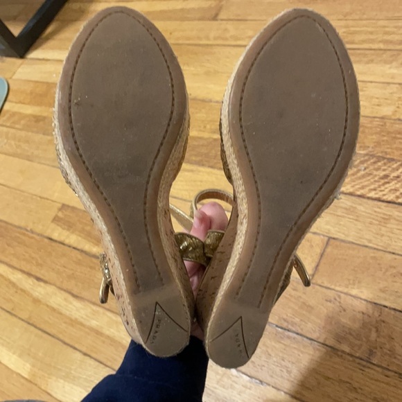 Prada Gold Sequin Wedges Size 37 - Picture 7 of 8